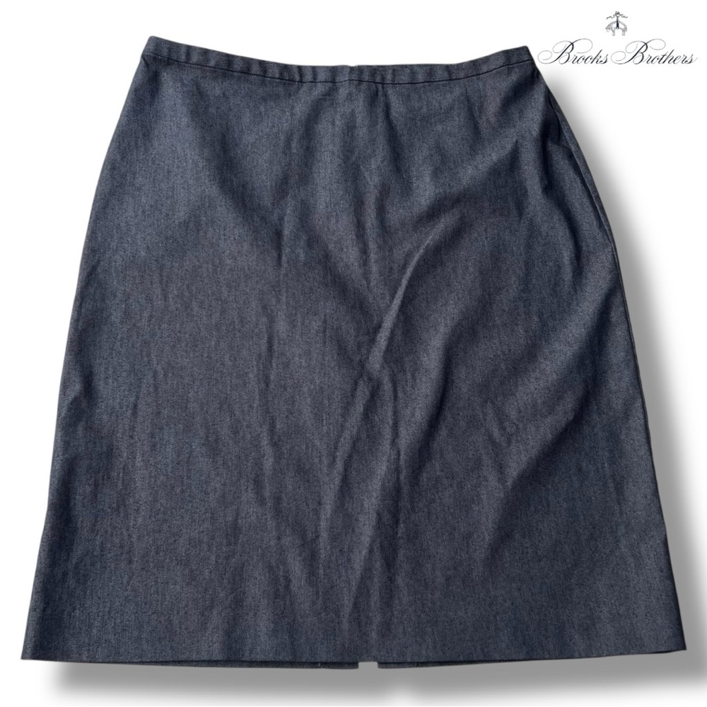 Brooks Brothers Women’s Denim Midi Pencil Skirt Stretch Cotton Blend | Sz 16
